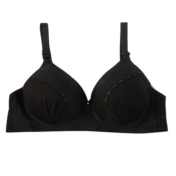 Ashirexll Womens Bra, Wireless Push up Bra, Solid Color Seamless Gathering Sports Breathable Bras Black L