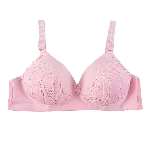 Ashirexll Womens Bra, Wireless Push up Bra, Solid Color Seamless Gathering Sports Breathable Bras Pink S