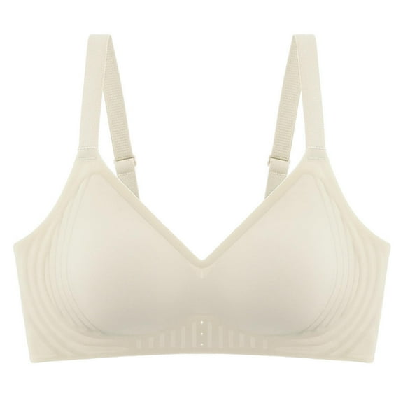 Ashirexll Womens Bras No Underwire, Seamless Bras for Women, Women's Solid Color Comfortable Breathable Seamless Lightweight Bras Beige M