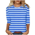 thumbnail image 1 of Ashirexll Womens Casual Tops, Ladies Tops and Blouses, Fashion Print Round Neck 3/4 Sleeve T Shirt Blouse for Trendy Women, 1 of 4