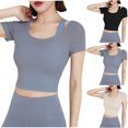 thumbnail image 1 of Ashirexll Womens Casual Tops, Summer Shirts for Women, Fashion Simple Casual Plus Size Solid Color Short Sleeve Blouse, 1 of 7