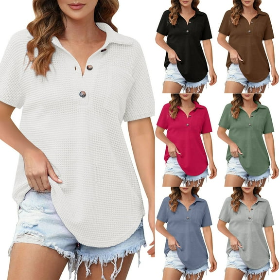 Ashirexll Womens Casual Tops, Summer Shirts for Women, Stylish Long Sleeve Satin Lapel Solid Color Button Up Blouse