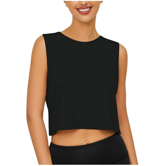 Ashirexll Womens Casual Tops, Summer Tops for Women, Fashion Summer Sleeveless Round Neck Solid Camisole Tank