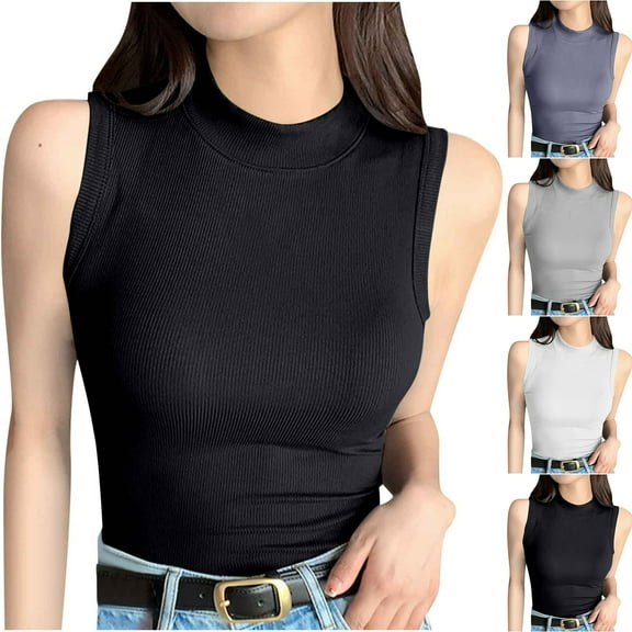 Ashirexll Womens Casual Tops, Summer Tops for Women, Round Neck Threaded Undershirt Sleeveless Camisole For External Wear