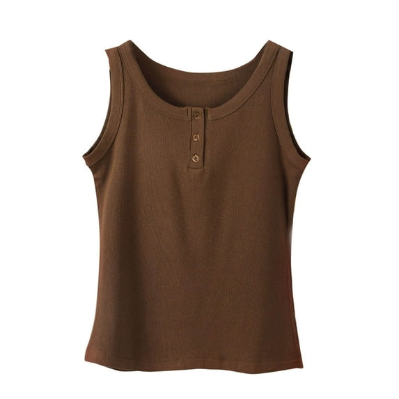 Ashirexll Womens Casual Tops, Tank Tops for Women, Fashion Oversize Camisole Round Neck Solid Color Fitted Tank