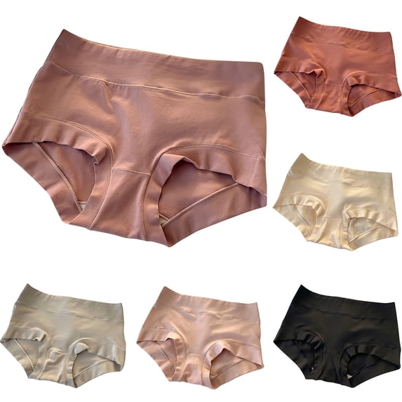 Ashirexll Womens Cotton Underwear, Plus Size Underwear for Women, Large Size Comfortable Solid Color Fashion Mid Waist Briefs