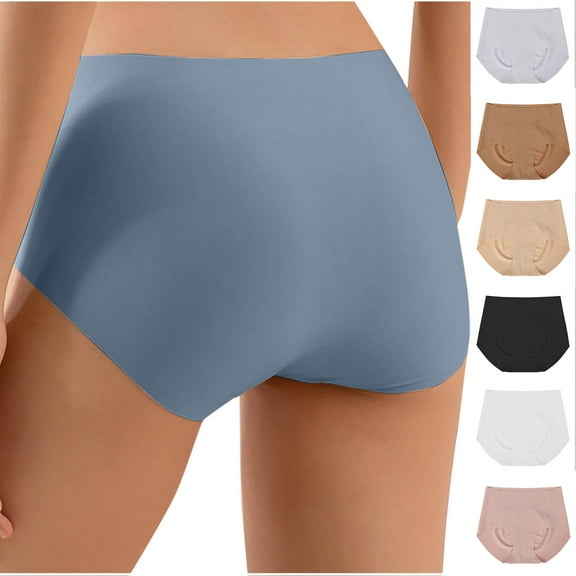 Ashirexll Womens Cotton Underwear, Plus Size Underwear for Women, Mid Low Waist Solid Color High Elastic Tummy Control Shaping Panties