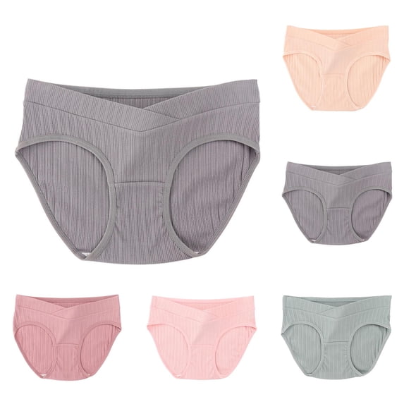 Ashirexll Womens Cotton Underwear, Plus Size Underwear for Women, Plus Size Maternity Underwear Low Waist Support Solid Cotton Triangle Panties
