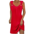thumbnail image 1 of Ashirexll Womens Dresses, Womens Summer Dresses Casual, Printed Round Neck Casual Sleeveless Suspender Dress Red L, 1 of 5