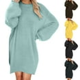 thumbnail image 1 of Ashirexll Womens Fall Dresses, Long Sleeve Dress for Women, Ladies' Mid-Length Casual Dresses Long Sleeve Round Neck Loose Plush Dress, 1 of 6