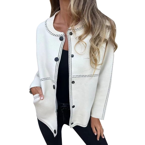 Ashirexll Womens Fleece Coats, Winter Coats for Women, Fashion Casual Cardigan Solid Long Sleeve Button Knitted Sweater Coat