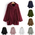 thumbnail image 1 of Ashirexll Womens Fleece Coats, Winter Coats for Women, Fashion Leisure Solid Color Loose Lapel Long Sleeve Button Pocket Cardigan, 1 of 7