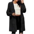 thumbnail image 1 of Ashirexll Womens Fleece Coats, Winter Coats for Women, Medium and Long Styles Double Pocket Knitted Sweater Fashion Cardigan, 1 of 6