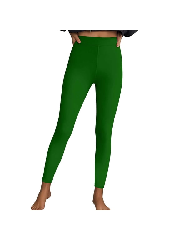 Womens Fleece Lined Leggings, Warm Leggings For Women, Solid Color Sportsness Casual Tight Yoga Stretch Pants