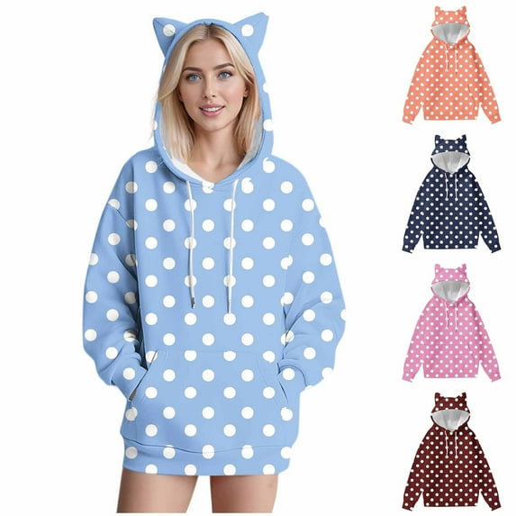 Ashirexll Womens Hoodies Pullover, Winter Tops for Women, Casual Solid Color Round Neck Hooded Long Sleeve Sweatshirt