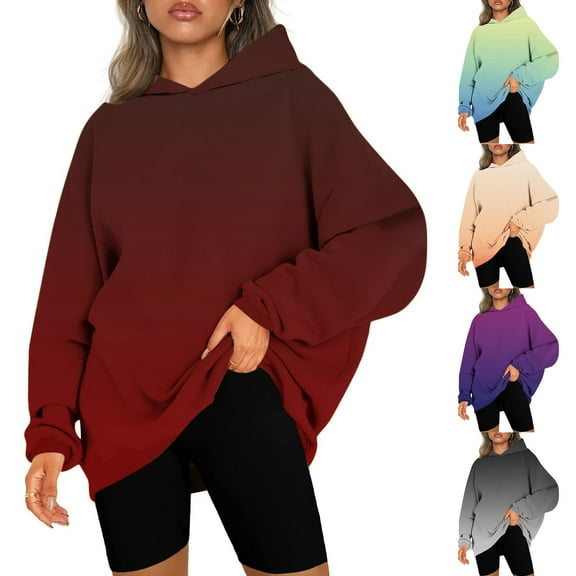 Ashirexll Womens Hoodies Pullover, Winter Tops for Women, Winter Long Sleeve Printed Hooded Sweater Style Jacket