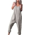thumbnail image 1 of Ashirexll Womens Jumpsuit, Cotton Jumpsuits for Women, Casual Loose Baggy Pocket Jumpsuit Fashion Playsuit Trousers Overalls Cotton and Linen Jumpsuit Gray M, 1 of 7