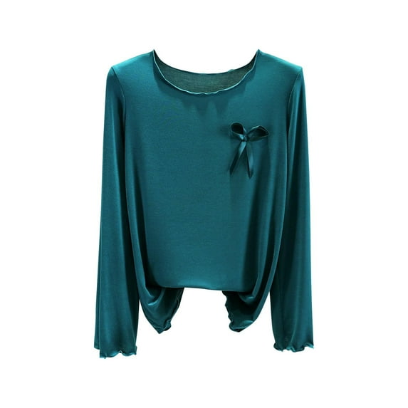 Ashirexll Womens Long Sleeve Shirts Casual Winter Tops Color Round Neck Undershirt Soft Comfortable Base Layer