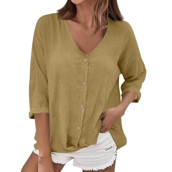 Ashirexll Womens Long Sleeve Shirts Casual Winter Tops Comfortable V-Neck Solid Color T-Shirt Blouse Soft