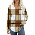 thumbnail image 1 of Ashirexll Womens Long Sleeve Shirts Casual Winter Tops Plaid Button Down V-Neck Pullover Blouse Loose, 1 of 7