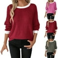 thumbnail image 1 of Ashirexll Womens Long Sleeve T Shirts Winter Tops for Round Neck Comfortable Solid Color Regular Fitting Casual Pullover, 1 of 6