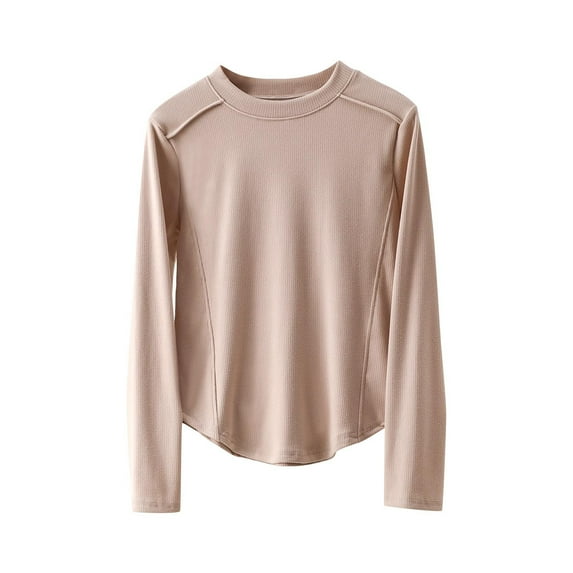 Ashirexll Womens Long Sleeve T Shirts Winter Tops for Women Color Block Fleece Thermal Round Neck Undershirt Warm Top