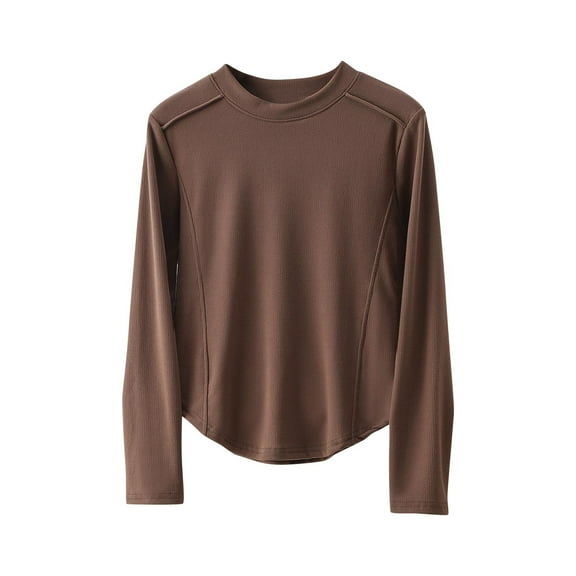 Ashirexll Womens Long Sleeve T Shirts Winter Tops for Women Color Block Fleece Thermal Round Neck Undershirt Warm Top