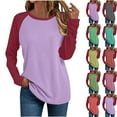 thumbnail image 1 of Ashirexll Womens Long Sleeve T Shirts Winter Tops for Women Round Neck Solid Color Blouse Soft Comfortable Versatile Top, 1 of 6