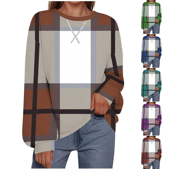 Ashirexll Womens Long Sleeve Tops, Oversized Sweatshirt for Women, Casual Printed Round Neck Loose Blouse for Everyday Wear