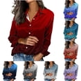thumbnail image 1 of Ashirexll Womens Long Sleeve Tops Polka Dots Print Satin Button Front Collared Casual Style Long Sleeve Shirt Top, 1 of 5