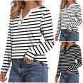 thumbnail image 1 of Ashirexll Womens Long Sleeve Tops, Shirts for Women Trendy, Fashion Ladies' Casual Striped V-Neck Long Sleeve T-shirt Blouse Tops, 1 of 6