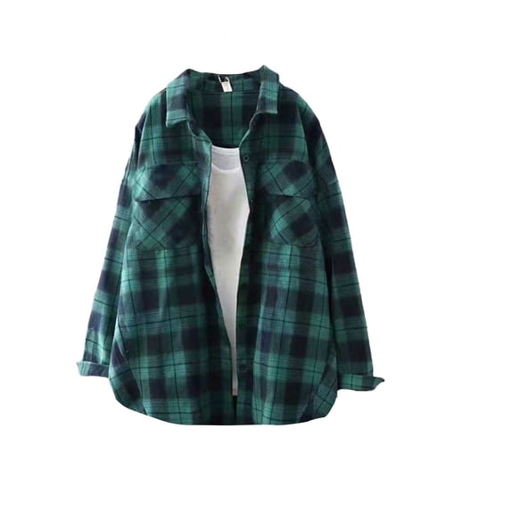Ashirexll Womens Long Sleeve Tops Winter Tops Solid Color Double Pocket Hoodless Button Turndown Collar Jacket