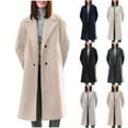 thumbnail image 1 of Ashirexll Womens Long Sleeve Tops, Womens Fleece Coats, Fashion Solid Color Long Sleeve Lapel Button Pocket Double Sided Wool Coat, 1 of 7