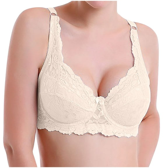 Ashirexll Womens No Underwire Bras, Wireless Bras for Women, Gathering Seamless Wireless Lightly Soft Breathable Comfort Smoothing Bra Beige 80B