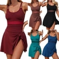 thumbnail image 1 of Ashirexll Womens One Piece Swimsuit Fashion Sleeveless Solid Color Round Neck Bikini Push Up Padded Plus Size Swim Romper, 1 of 5