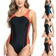 thumbnail image 1 of Ashirexll Womens One Piece Swimsuit Long Sleeve Solid Color Casual Summer Beach Surfing Swimwear, 1 of 7