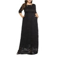 thumbnail image 1 of Ashirexll Womens Prom Dress, Large Plus Size Hollow Lace Dress with Pockets, Evening Long Maxi Dress Skirt Swing Cocktail Party Dress Black XXL, 1 of 2
