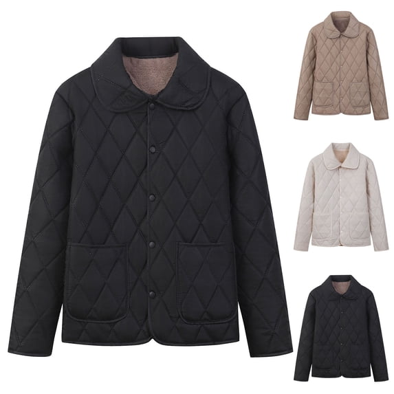 Ashirexll Womens Puffer Coats Long Sleeve Tops Fall Winter Long Sleeve Solid Turndown Collar Warm Outerwear Coat
