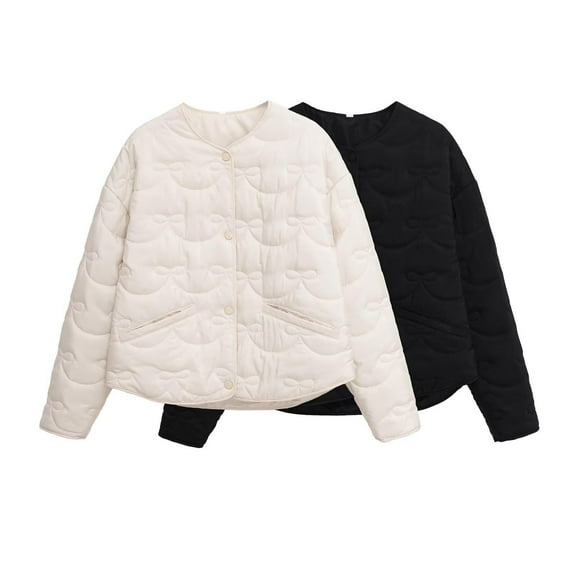 Ashirexll Womens Puffer Coats, Winter Coats for Women, Winter Long Sleeve Round Neck Comfy Regular Casual Coat Tops