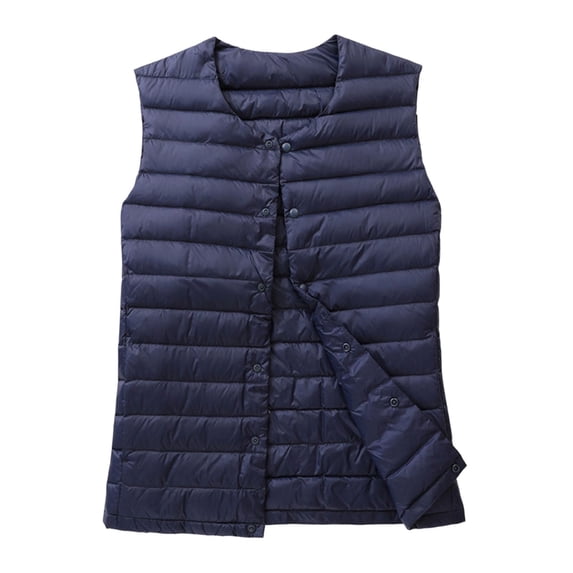Ashirexll Womens Puffer Vest Short Sleeveless Lightweight Down Zip Front and Button Front Vest