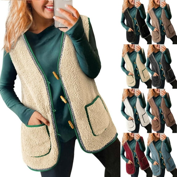 Ashirexll Womens Puffer Vest, Womens Winter Coats, Loose Fitting Solid Color Casual Tank Jacket No Hood Fall Winter Fashion Outerwear Coats