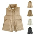 thumbnail image 1 of Ashirexll Womens Puffer Vest, Womens Winter Coats, Stand Collar Loose Fitting Sleeveless Mid-Length Tank Warm Layering Outerwear Coats, 1 of 4