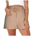 thumbnail image 1 of Ashirexll Womens Shorts Clearance Plus Size Workout Shorts Fashion Casual Summer Solid Color Loose Fitness Running Shorts Comfy Sweat Shorts Coffee 3XL, 1 of 5