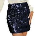 thumbnail image 1 of Ashirexll Womens Skirts, Fashion Solid Color Glitter Tight Fitting Wrap The Buttocks Invisible Zipper Mini Skirt Navy M, 1 of 5