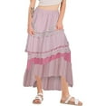 thumbnail image 1 of Ashirexll Womens Skirts, Long Flowy Skirts for Women, Plus Size Summer Comfortable Breathable Patchwork Lace and Large Hem Maxi Skirt Pink 5XL, 1 of 4
