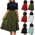 thumbnail image 1 of Ashirexll Womens Summer Dresses, Casual Dresses for Women, Fashion Bandage Print Elegant Button Waist Dress for All Occasion, 1 of 6