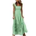 thumbnail image 1 of Ashirexll Womens Summer Dresses, Casual Dresses for Women, Fashion Summer Casual Square V-Neck Sleeveless Plaid Printed Dress, 1 of 5