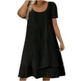 thumbnail image 1 of Ashirexll Womens Summer Dresses, Casual Dresses for Women, Fashion Summer Solid Casual Round Neck Short Sleeve Mini Dress, 1 of 7