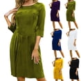 thumbnail image 1 of Ashirexll Womens Summer Dresses, Casual Dresses for Women, Round Neck Velvet One Size Solid Color Zipperted Pullover Dress, 1 of 6