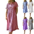 thumbnail image 1 of Ashirexll Womens Summer Dresses, Casual Dresses for Women, Short Sleeve Lapel Button Casual Printed Striped Dress, 1 of 6